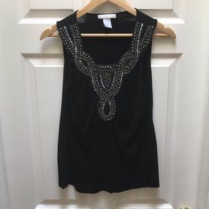 Beaded Black Top Design History Sz M